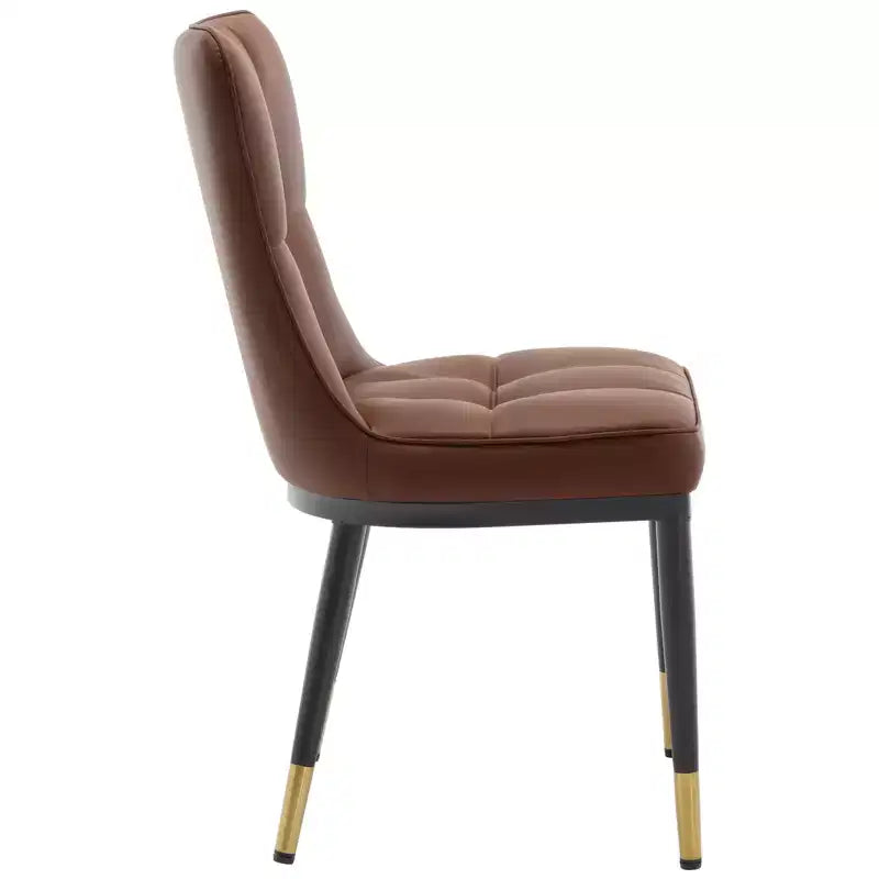 Bekrvio Dining Room Chairs Set of 6, Modern Upholstered Faux Leather Seat with High Back, Metal Legs, Armless Kitchen Chairs for Living Dinning Room