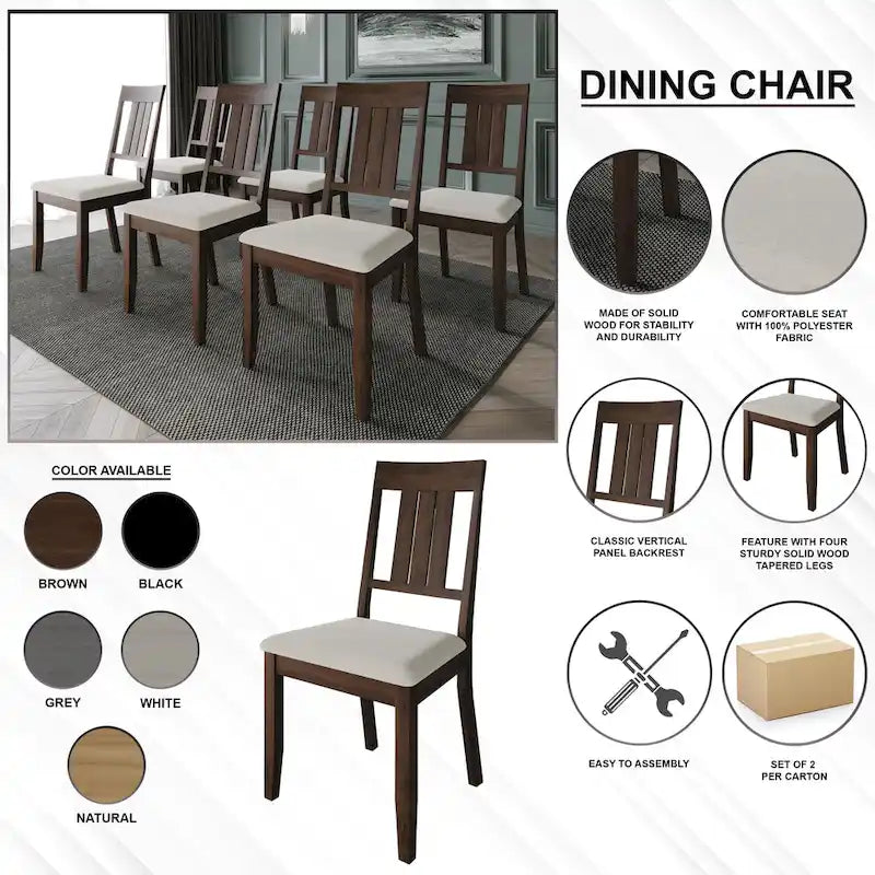 Set da pranzo in legno classico CraftPorch da 7 pezzi