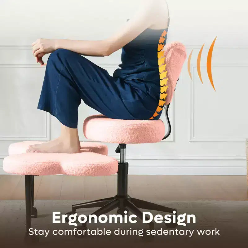 Sedia da ufficio ergonomica Pinmoco Criss Cross, sedia da meditazione regolabile in altezza, girevole a 360°, supporto lombare, sedia da lavoro e da ufficio, sedia per ADHD