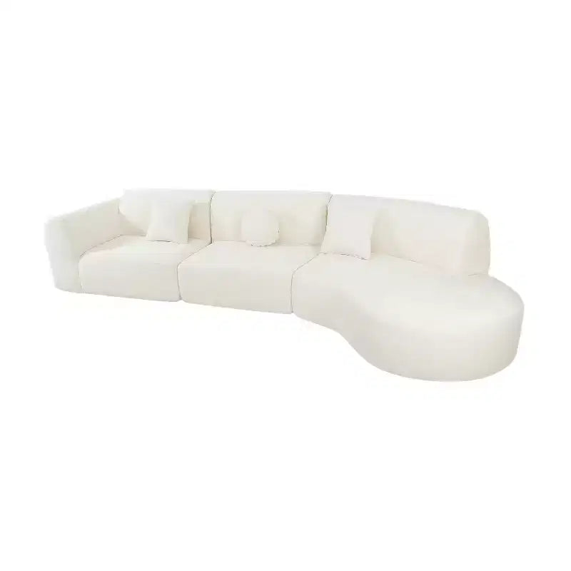 140-Inch Modern Curved Sectional Sofa with Chaise Lounge, 3-Piece Set, for Living Room