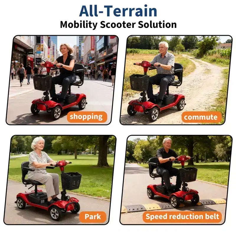 Scooter de mobilité pliable à 4 roues pour adultes, capacité de 330 lb, pour une utilisation en extérieur
