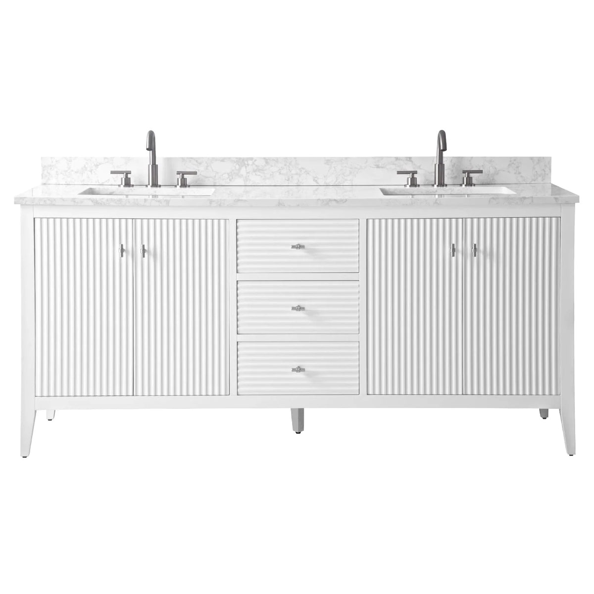 Vanity Art 72 badkamermeubel met dubbele wastafel en blad van composietmarmer