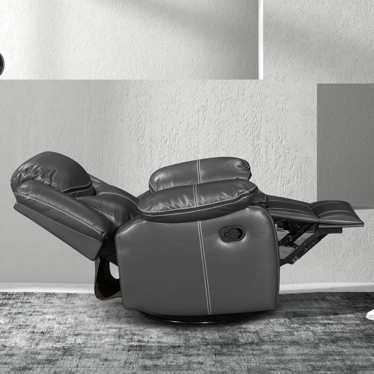 Fauteuil inclinable de massage et chauffant en cuir durable à assise large