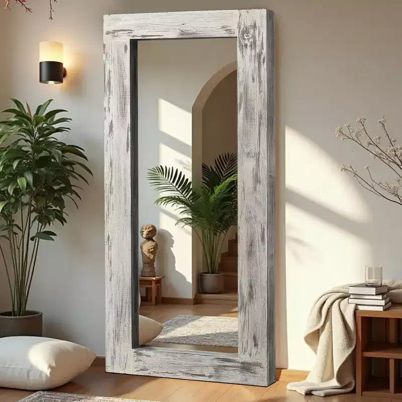 71x31 inch Solid Wood Right Angled Rectangular Used Brown Full-length Mirror (without Bracket)