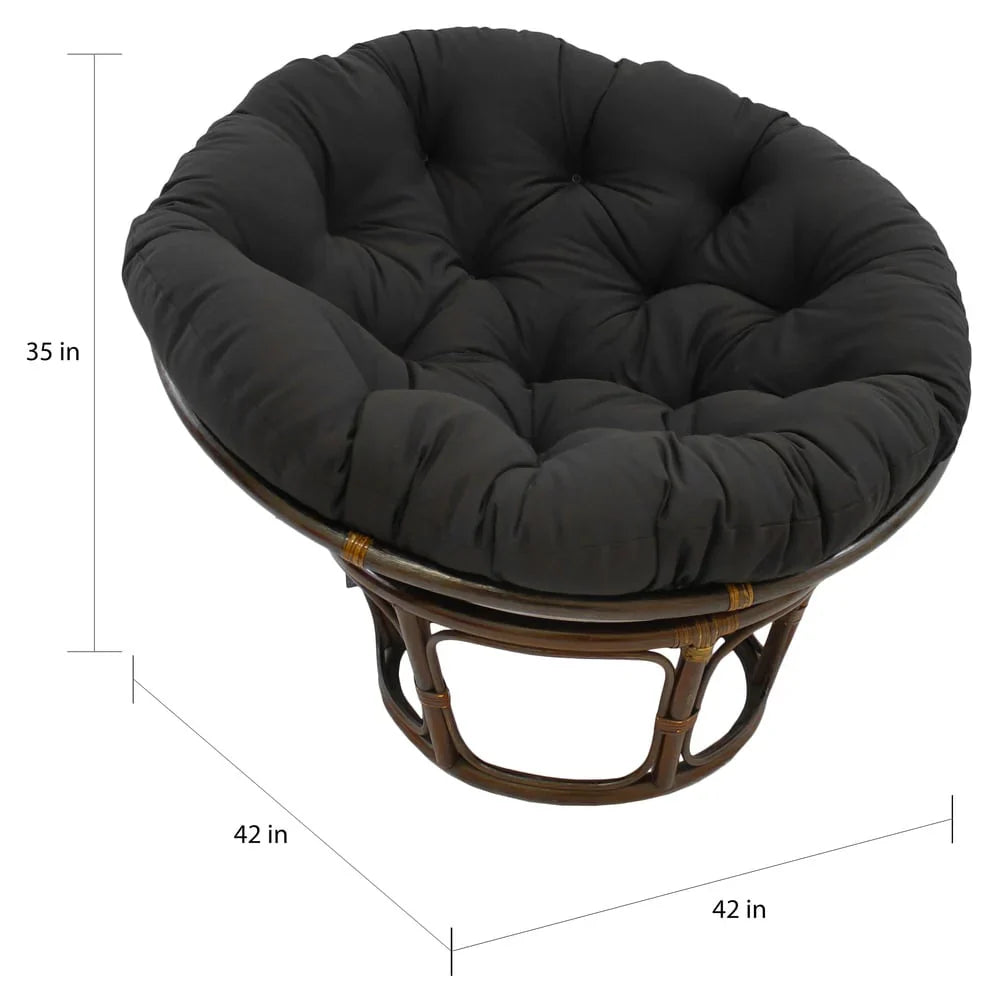 Fauteuil papasan Bali en rotin de 42 pouces avec coussin en sergé
