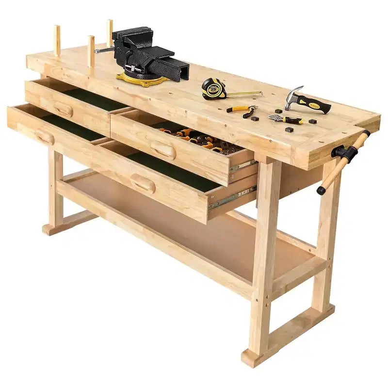 Établi Olympia Tools de 60 po en bois dur avec plateau en hévéa, 4 tiroirs, capacité de charge de 450 lb