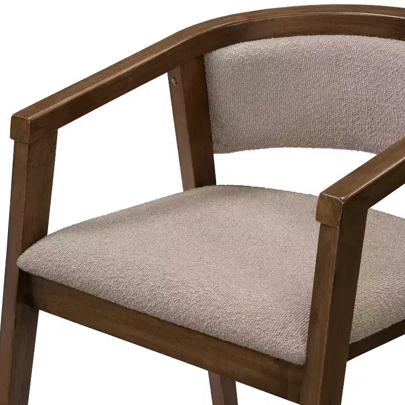 Set da pranzo moderno di metà secolo Christopher Knight Home Simon, 5 pezzi, in legno di caucciù con sedie imbottite in bouclé