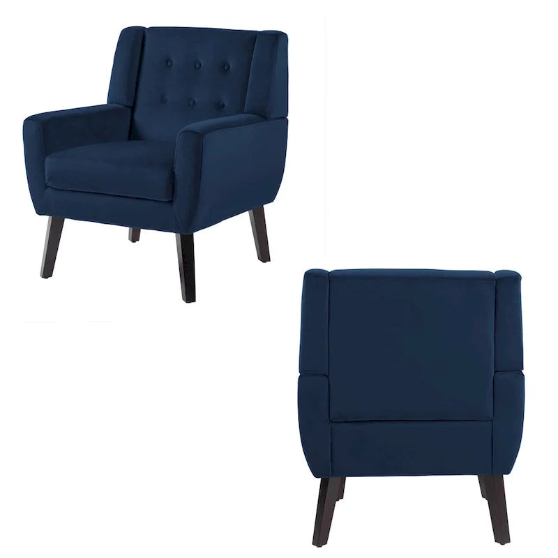 Set van 2 fluwelen accentstoelen voor de woonkamer, gestoffeerde fauteuils