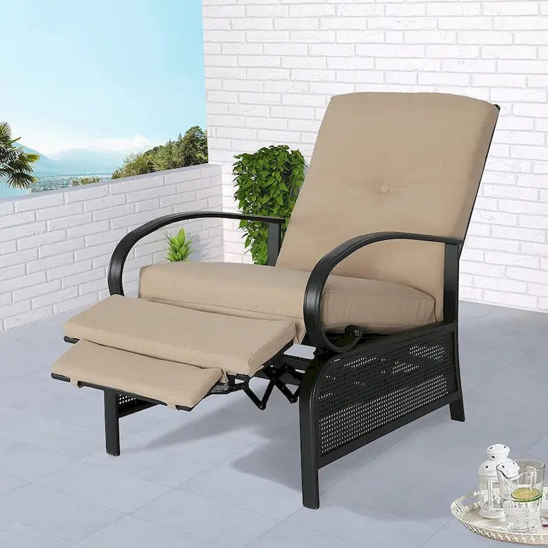 Verstellbarer Relaxsessel für Terrasse, Lounge-Sofa mit Kissen – 38 (T) × 26,5 (B) × 38,5 (H) Zoll