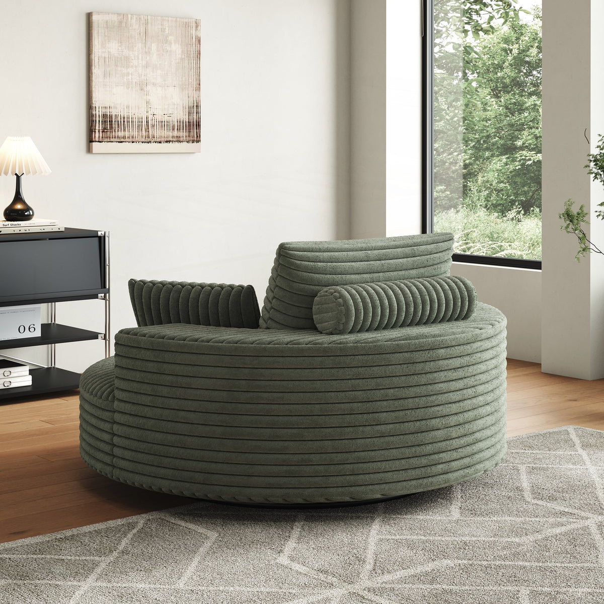 Einzelner Drehstuhl aus Cord-Chenille-Schaumstoff