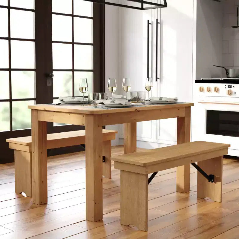 Flash Furniture 46 x 30 Rectangular Solid Pine Farm Dining Table