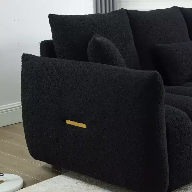 GDFStudio Alanna 79,5 modernes 3-Sitzer-Sofa mit Teddy-Stoffbezug und Kissen