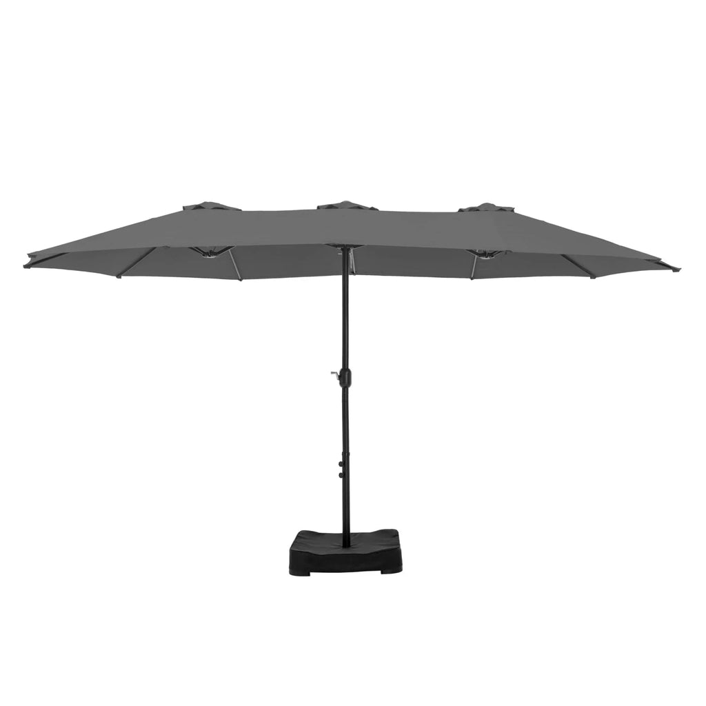 MAISON ARTS dubbele parasol voor terras, 15 ft, extra groot, tweepersoons, inclusief voet