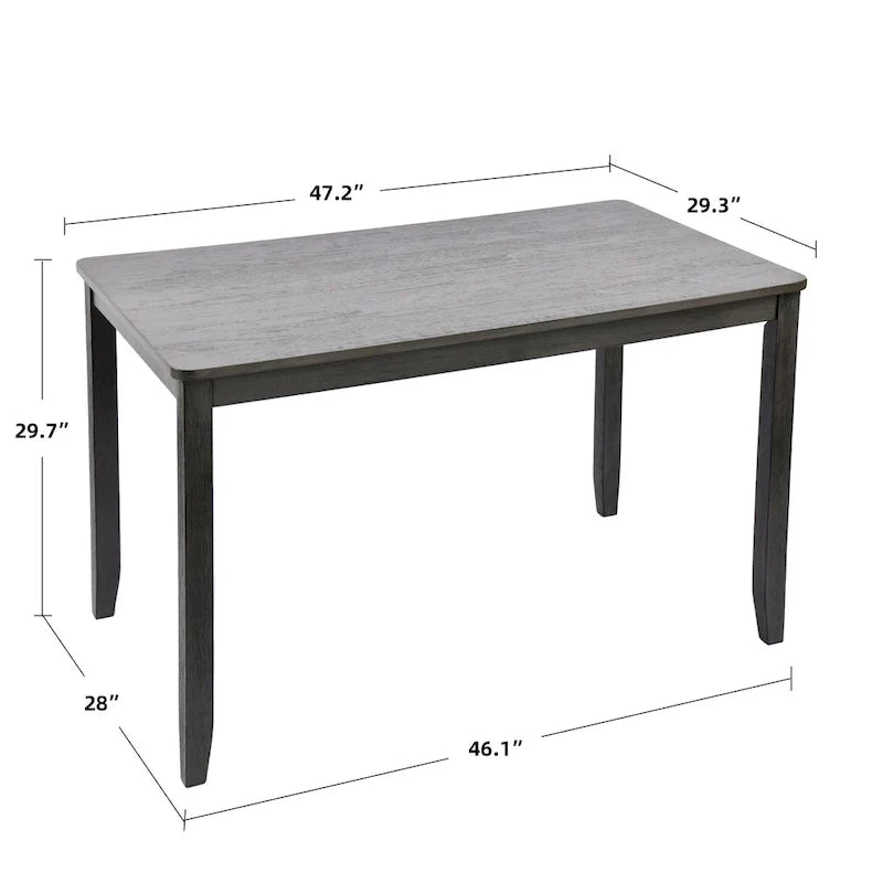 Juego de comedor de 5 piezas de madera maciza de 47 L (1 mesa + 4 sillas con respaldo de listones)