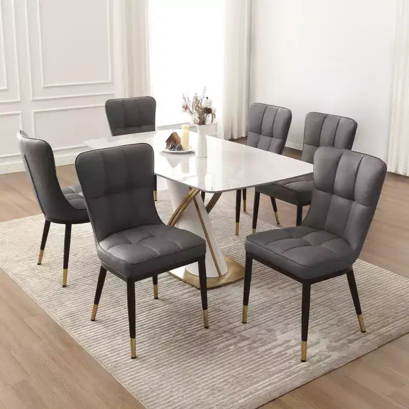 Set di 6 sedie da sala da pranzo Bekrvio, moderne, con seduta imbottita in finta pelle e schienale alto, gambe in metallo, senza braccioli, per cucina e soggiorno
