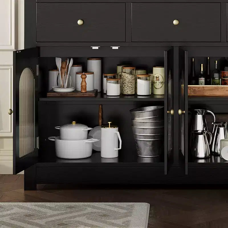 55 Inch Storage Cabinet Dining Narrow Buffet Sideboard Cabinet with 3 Drawers and 4 Doors for Kitchen, Dining Room, Living Room