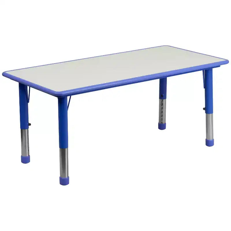 Emma and Oliver rechthoekige kunststof activiteitentafelset van 23,625W x 47,25L met verstelbare hoogte en 6 stoelen