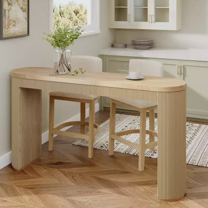 Tavolo da pranzo Christopher Knight Home Greta in stile rustico, altezza bancone, con design scanalato