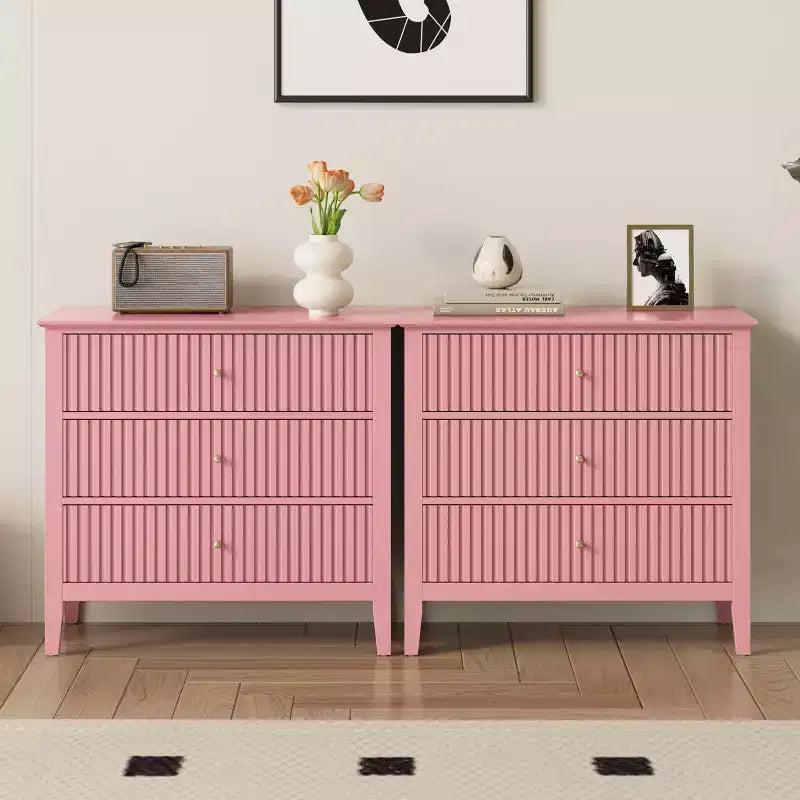 Heynemo 3 Drawer Dresser, Painted 30 Inch Tall Wood Nightstand with Storage, Wide Modern Chest of Drawers with Ball Bearing Slide