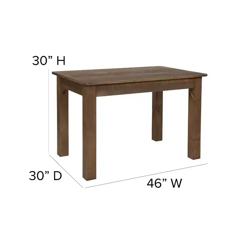 Flash Furniture 46 x 30 Rectangular Solid Pine Farm Dining Table