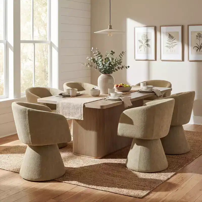 Set da pranzo moderno Yodsak di Christopher Knight Home, 7 pezzi in legno e metallo, con sedie girevoli a 180°