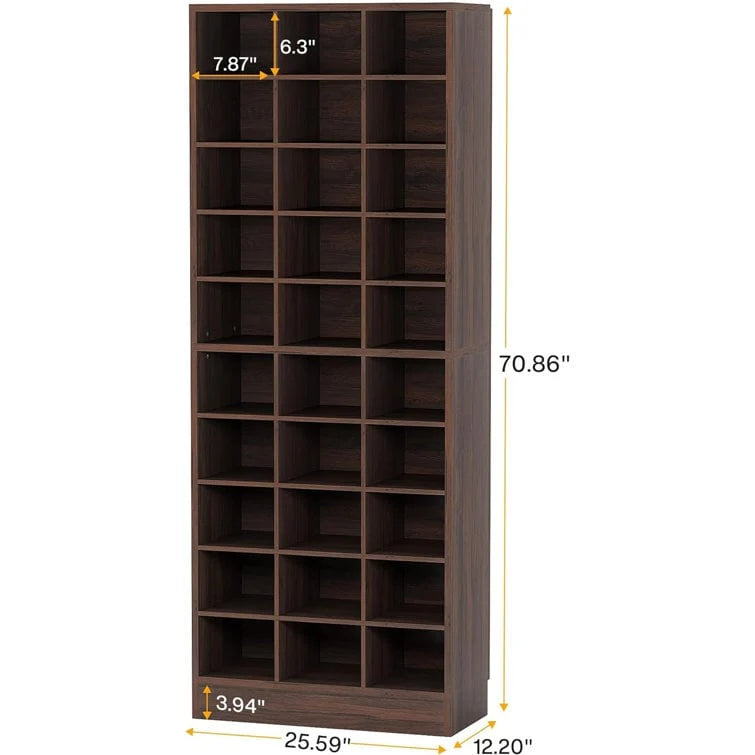 Hoge schoenenkast voor 30 paar schoenen, 10 etages, wit houten schoenenrek voor kledingkast en hal - 10 etages