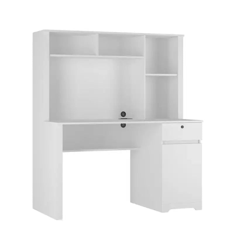 51.18IN Modern Computer Desk with Hutch and Bookshelf, Office Desk with Ample Storage, Writing Desk for Study, Reading Room