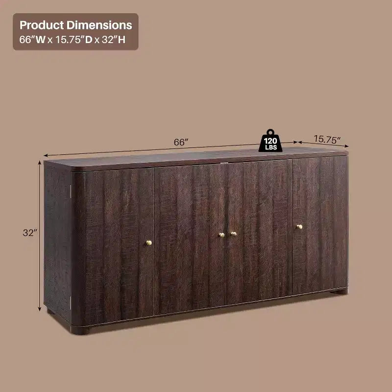 4 kapaklı ve raflı mutfak büfe konsol dolabı, modern büyük büfe depolama dolabı, 66 kahve barı depolama dolabı