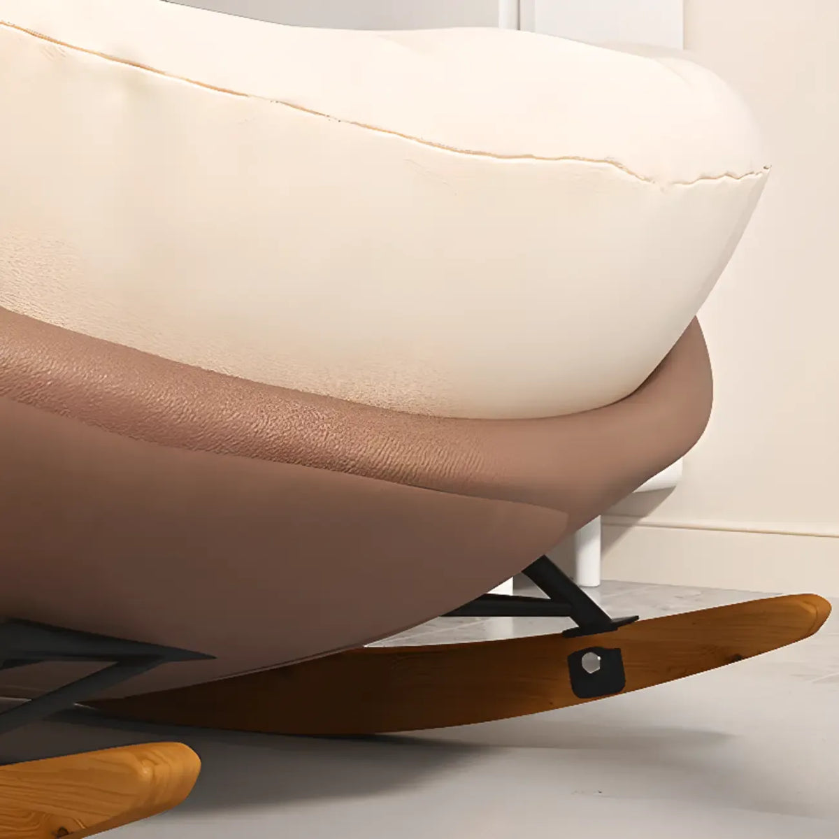 Sedia a dondolo imbottita in stile scandinavo con pouf opzionale