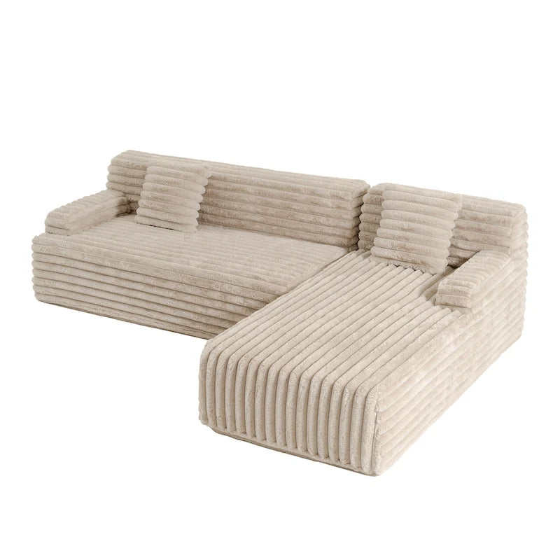 Divano componibile Cloud, divano moderno imbottito con 2 cuscini decorativi, divano componibile combinabile liberamente, divano componibile a L