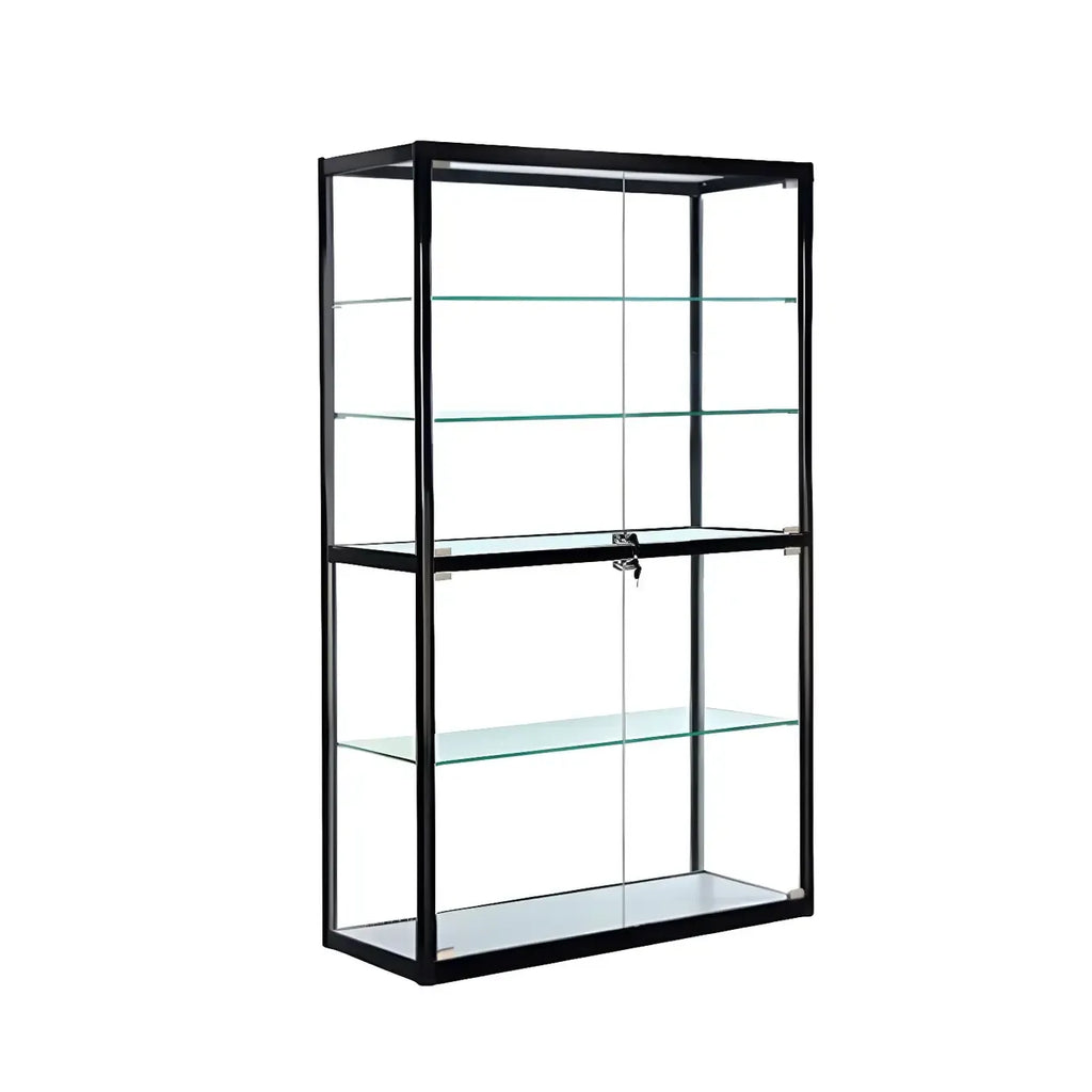 Contemporary Rectangular Black Glass Curio Cabinet
