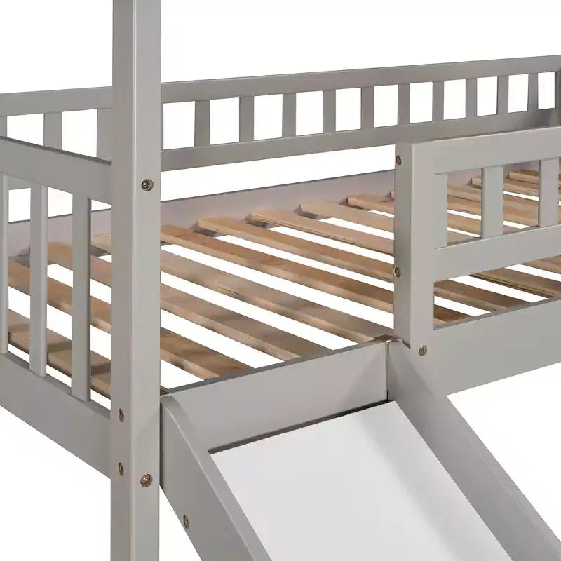 Twin House Loft Bed with Slide and Stairs, Loft Bed with Storage Drawers, Wood Cabin Loft Bed for Kids Toddlers