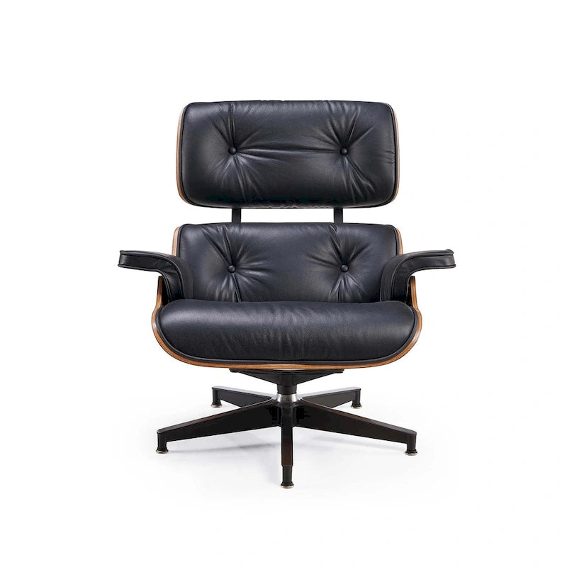 Fauteuil inclinable de salon moderne en cuir, style milieu du siècle