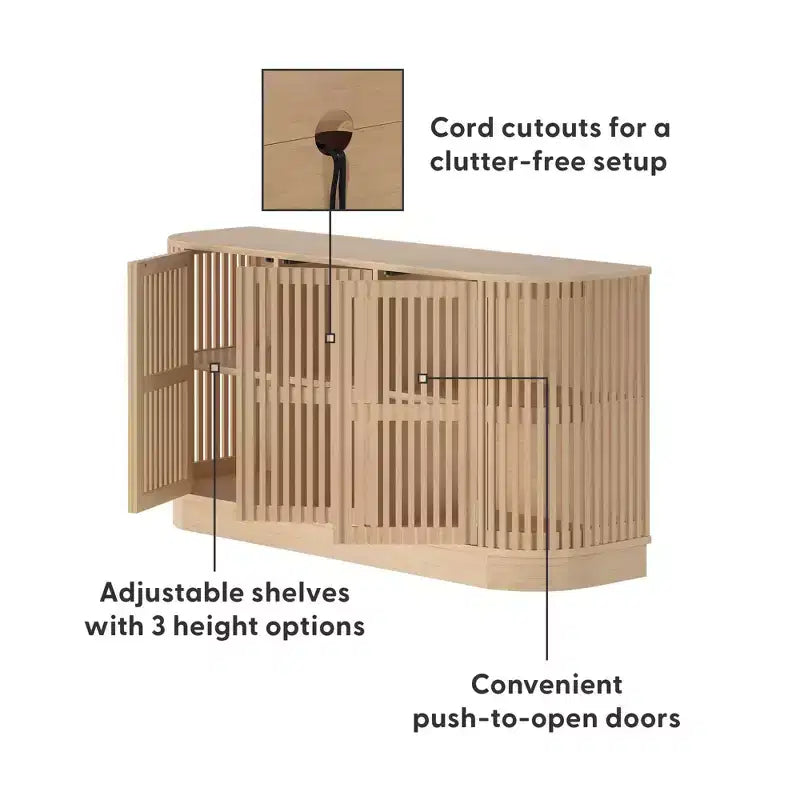Buffet en bois massif Plank+Beam Contour avec 3 portes, meuble TV de 59 po pour salon