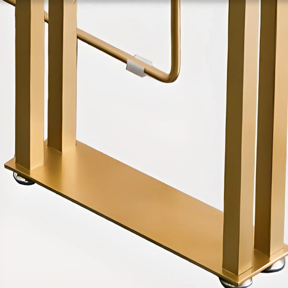 Table de bar rectangulaire luxueuse en bois avec piètement traîneau doré pour les repas