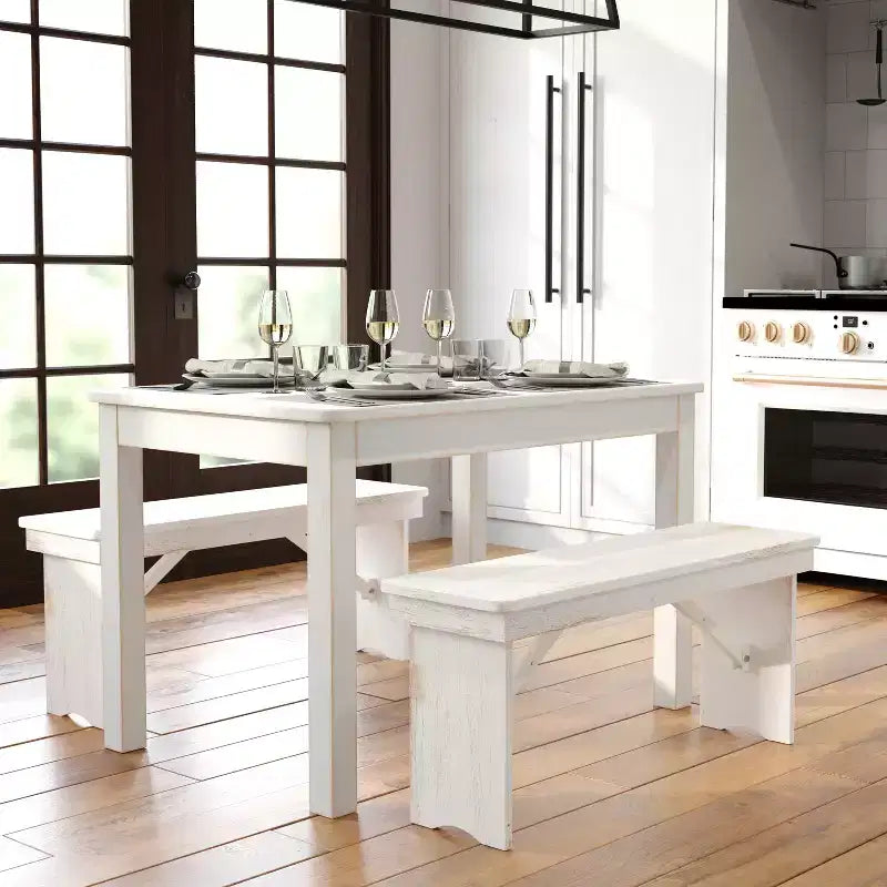 Flash Furniture 46 x 30 Rectangular Solid Pine Farm Dining Table