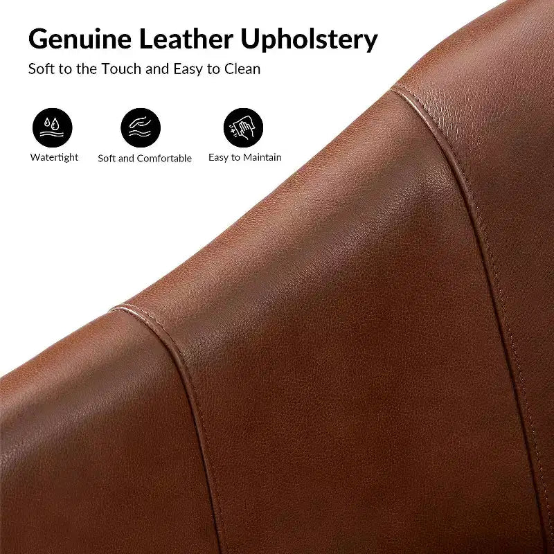 Juego de 2 sillones giratorios tipo barril Pocono de cuero genuino, de estilo transicional, con base de madera maciza, Artful Living Design