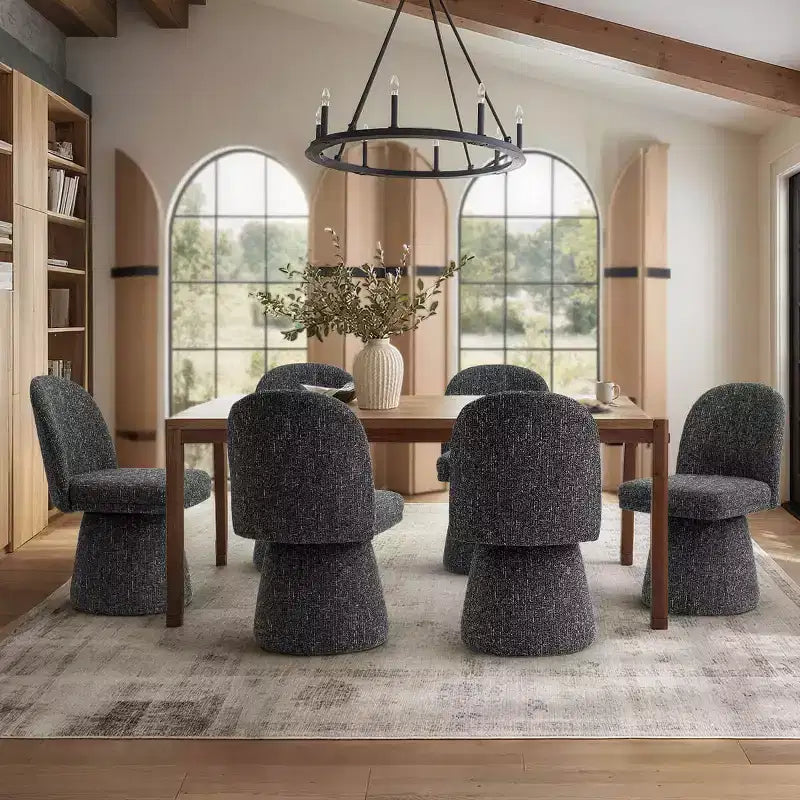Set di 6 sedie da pranzo moderne girevoli a 360° senza braccioli, con base a piedistallo, eleganti sedie d'accento per cucina, sala da pranzo o ufficio-Panipeachy