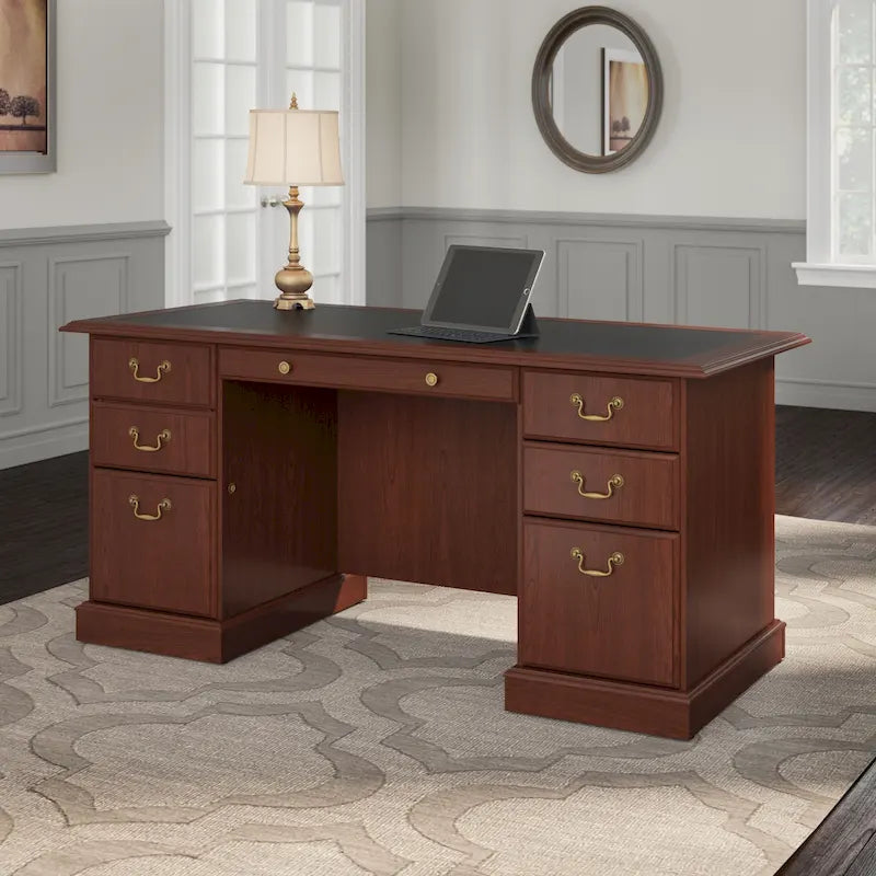 Bush Furniture Saratoga vezetői íróasztal fiókokkal és tárolóhellyel