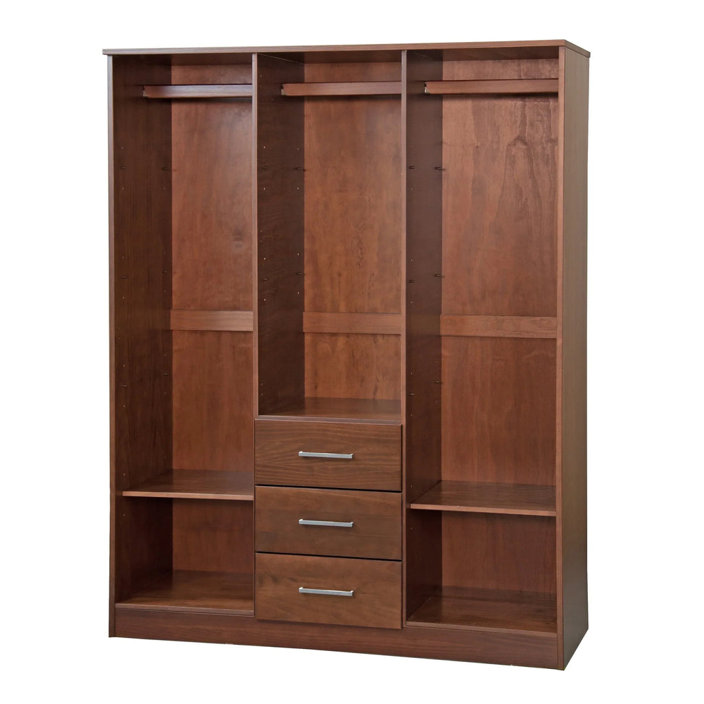 Palace Imports Cosmo 3-türiger Kleiderschrank aus 100 % Massivholz mit Türen aus Massivholz oder Spiegelglas