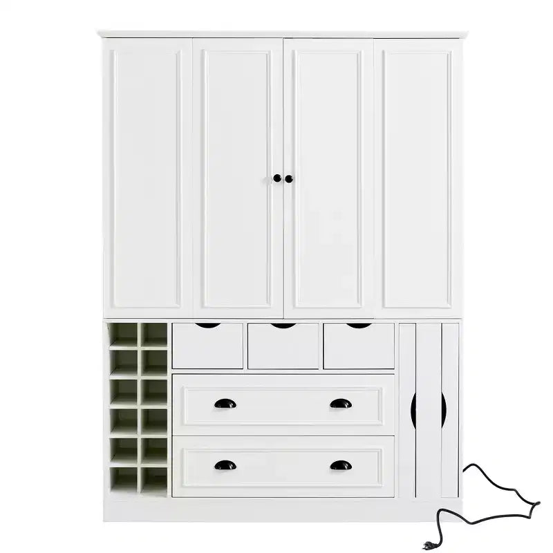 Despensa de cocina independiente Whisen de 71'' de altura, armario grande de almacenamiento para comedor con aparador, 4 puertas plegables, estantes y botelleros