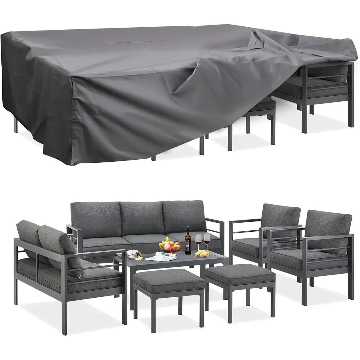 AECOJOY conjunto de muebles de aluminio para patio de 7 piezas, conjunto de exterior para conversar