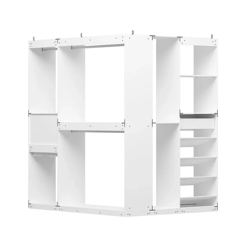 Penderie d'angle avec 2 tringles, porte-pantalons et organisateur de rangement pour chaussures