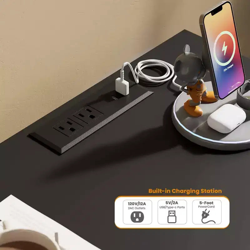Kommode mit 9 Schubladen fürs Schlafzimmer, Schubladenschrank mit Ladestation und LED-Leuchten, doppelter Holzschrank zur Aufbewahrung, moderne Kommode und TV-Ständer