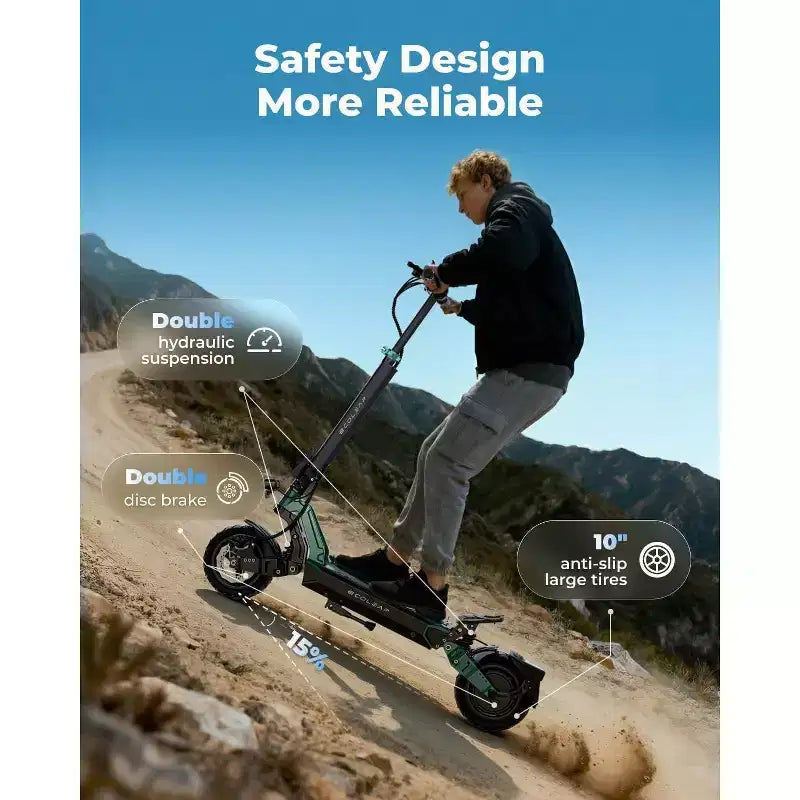ECOLEAP L7 elektromos roller felnőtteknek, 1500 W csúcsteljesítményű motorral, 28 mérföld/órás sebességgel, 50 mérföldes hatótávolsággal, kettős felfüggesztéssel, első és hátsó tárcsafékkel, UL-tanúsítvánnyal