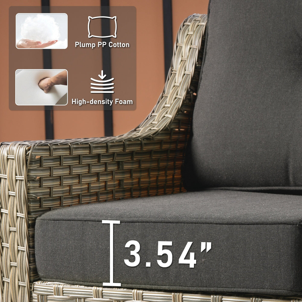 HOOOWOOO 2-delige tuinset met stoelen met hoge rugleuning van vlechtwerk en rotan