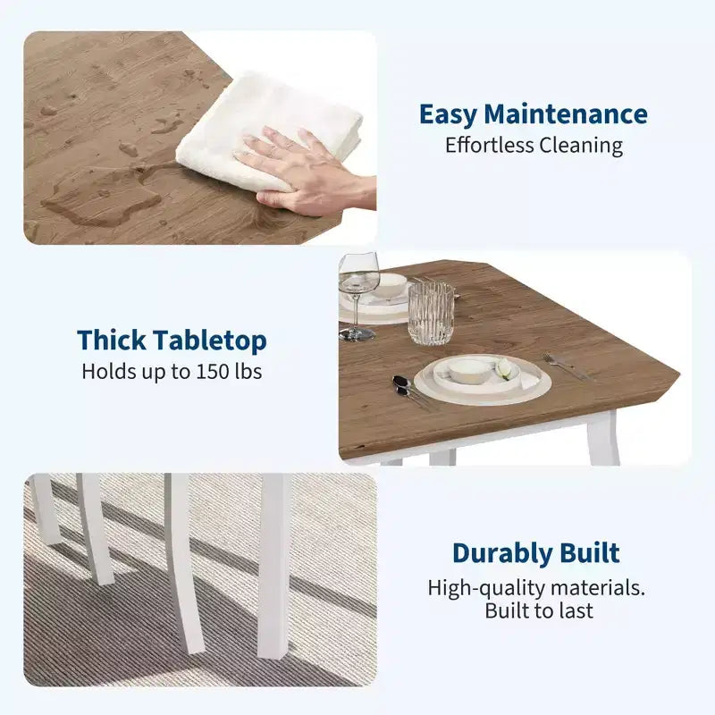 5 Piece Metal Frame Kitchen Table and Chair Set, with Chamfer Design