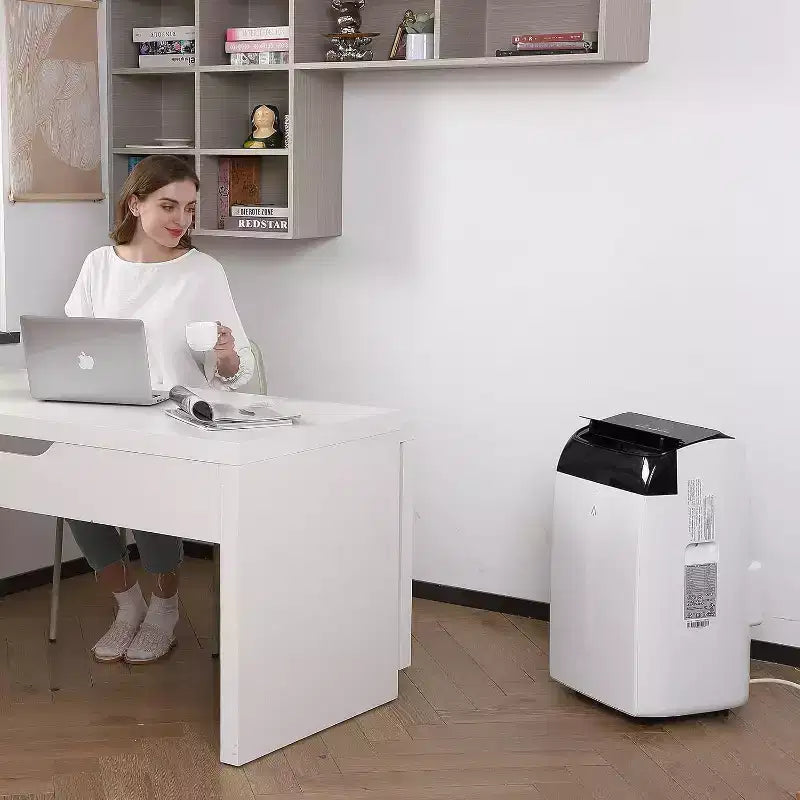Przenośny klimatyzator 10000 BTU, domowy klimatyzator z pilotem do pomieszczeń o powierzchni do 450 stóp kwadratowych, funkcje 3 w 1, timer 24-godzinny, kółka