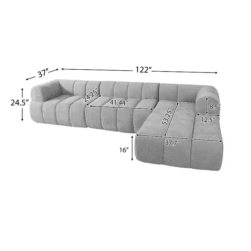 Christopher Knight Home Keri 122 Modern L-Shaped High-Density Foam Sectional Sofa with Low Backrest