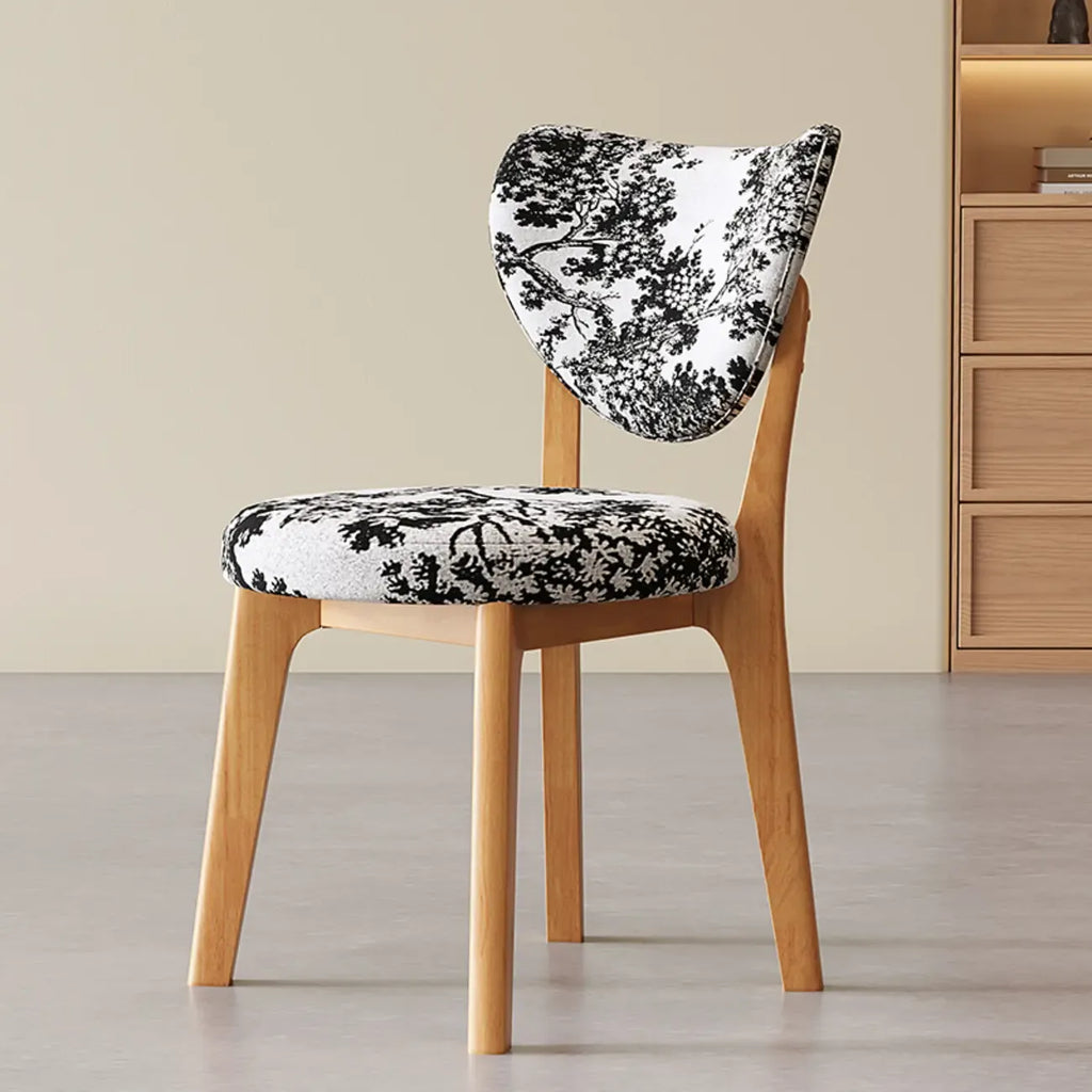 Chaise de salle à manger moderne sans accoudoirs, dossier enveloppant et revêtement en similicuir